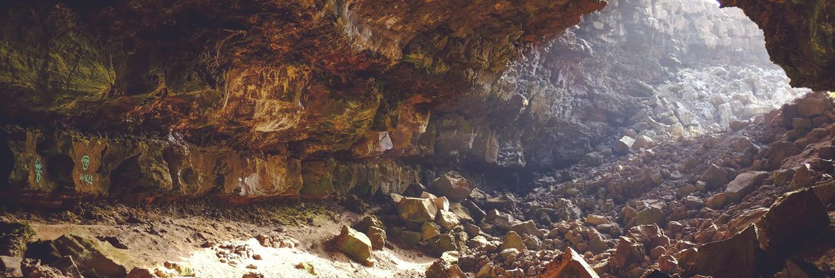 brown rock inside cave