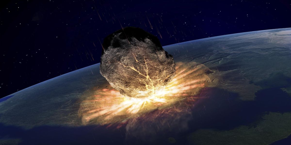 Egy meteor becsapódik a Földbe.