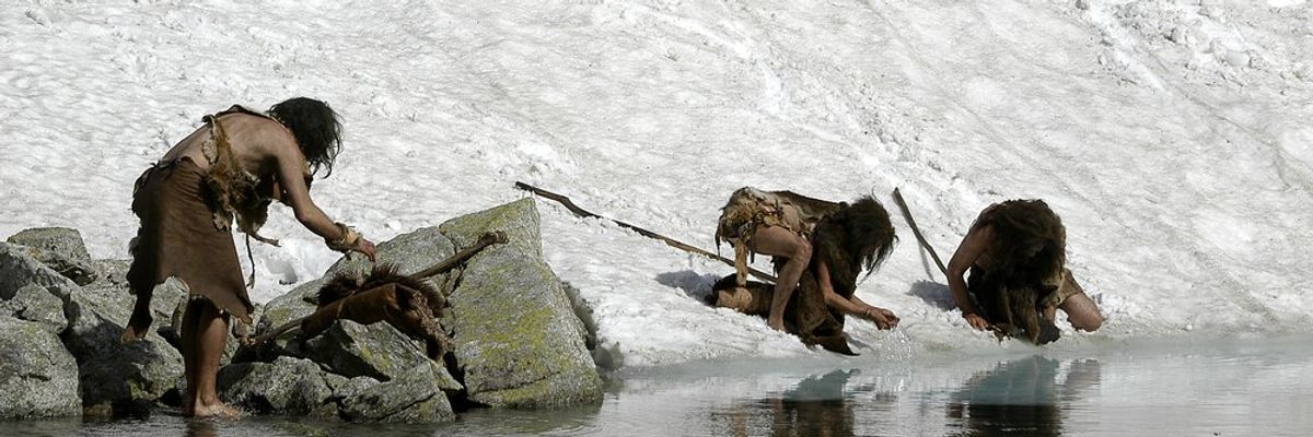 hóban vadászó ősemberek