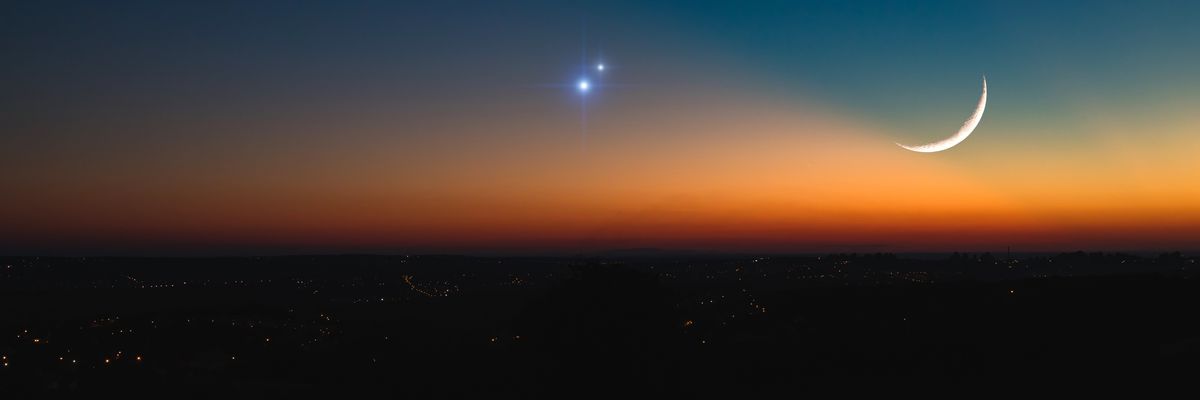 Hold, Vénusz és Jupiter együttállás
