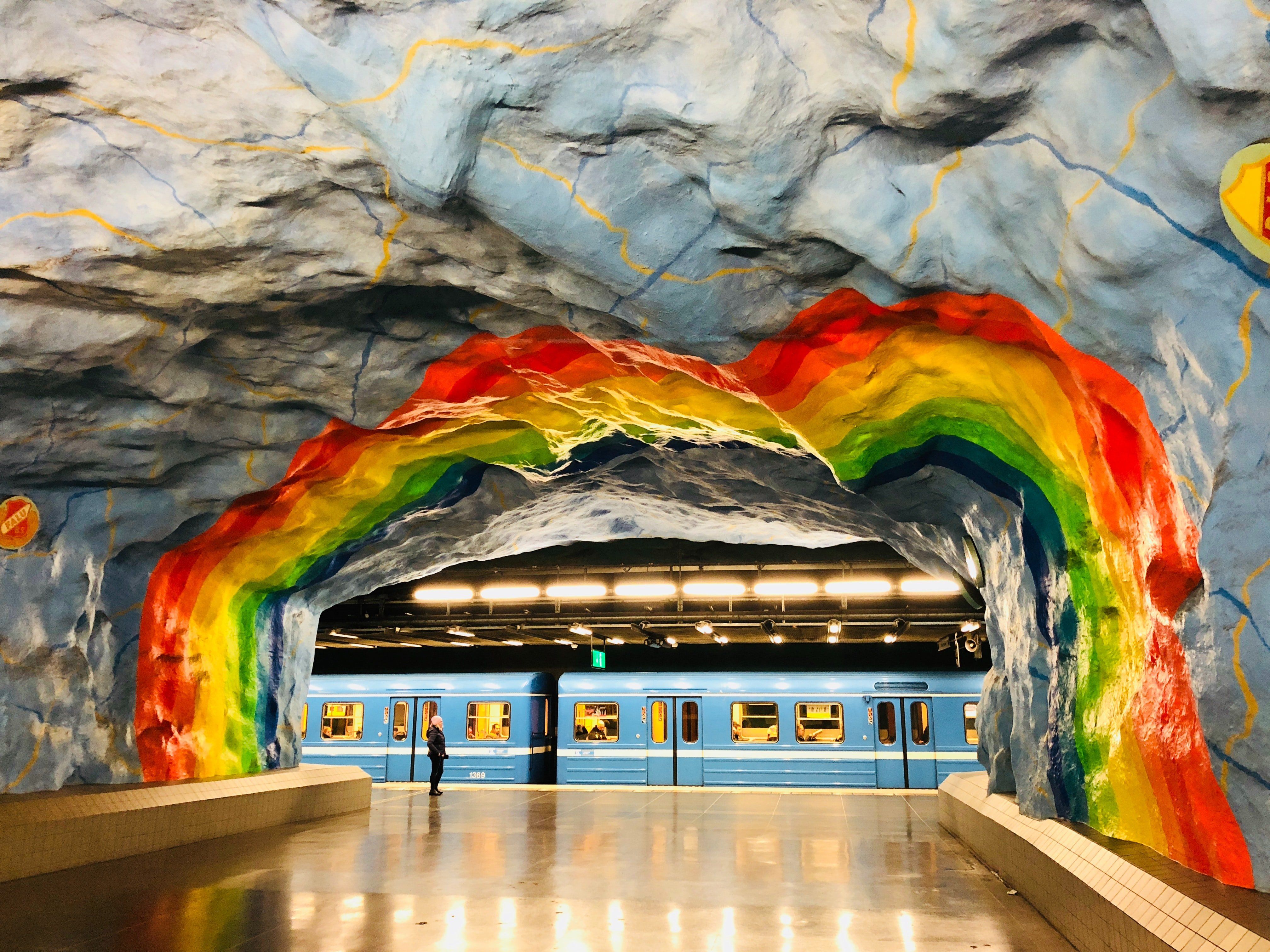 Metróállomás Stockholmban műalkotással