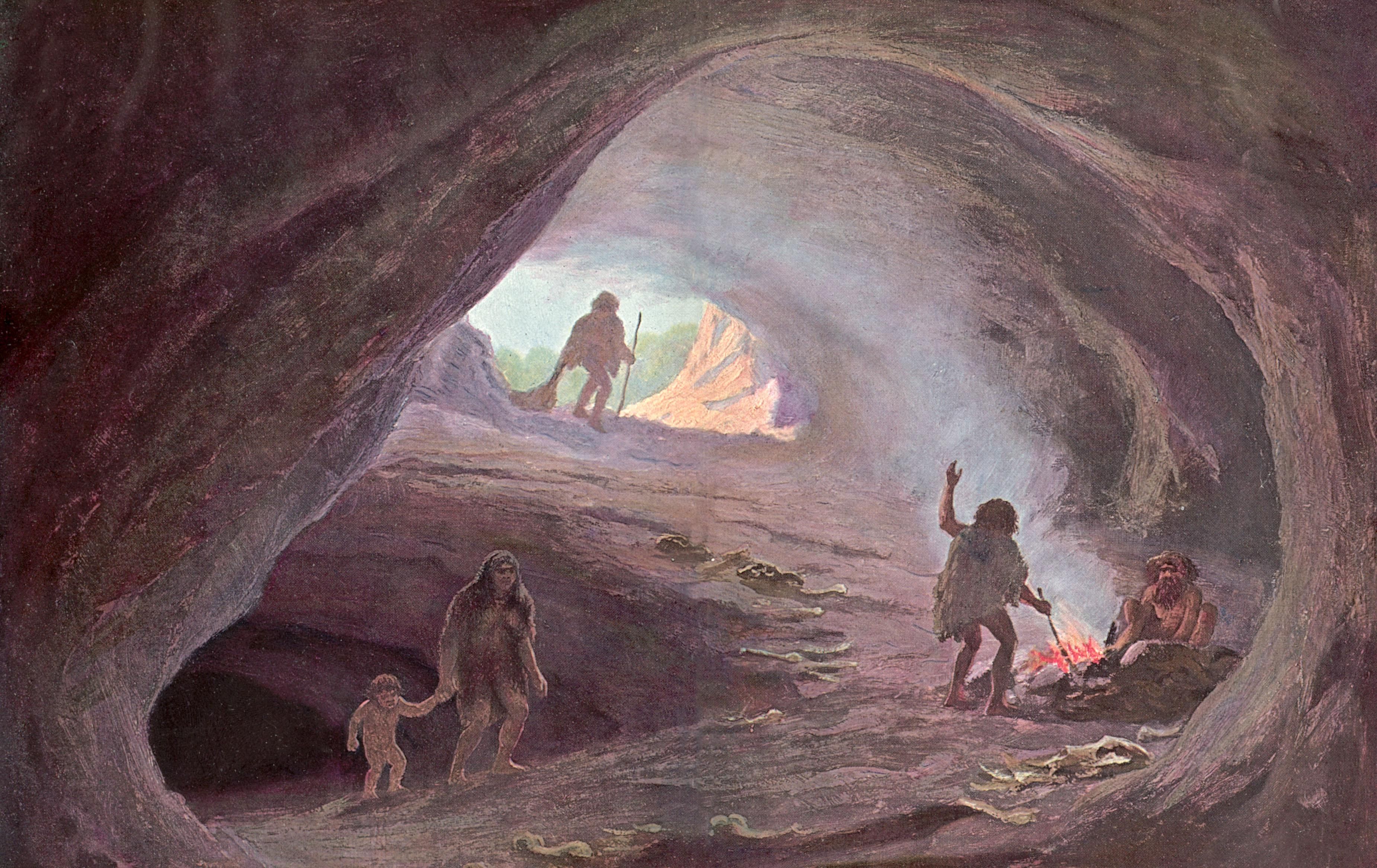 ősemberek barlangban