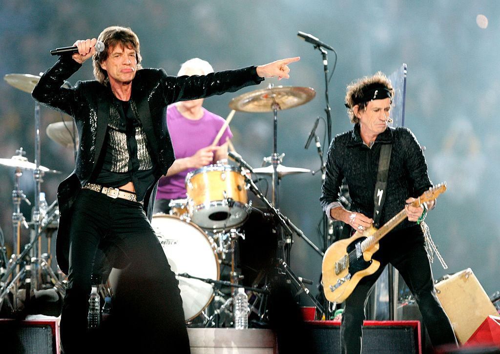 A Rolling Stones a Superbowl-koncertjük közben.