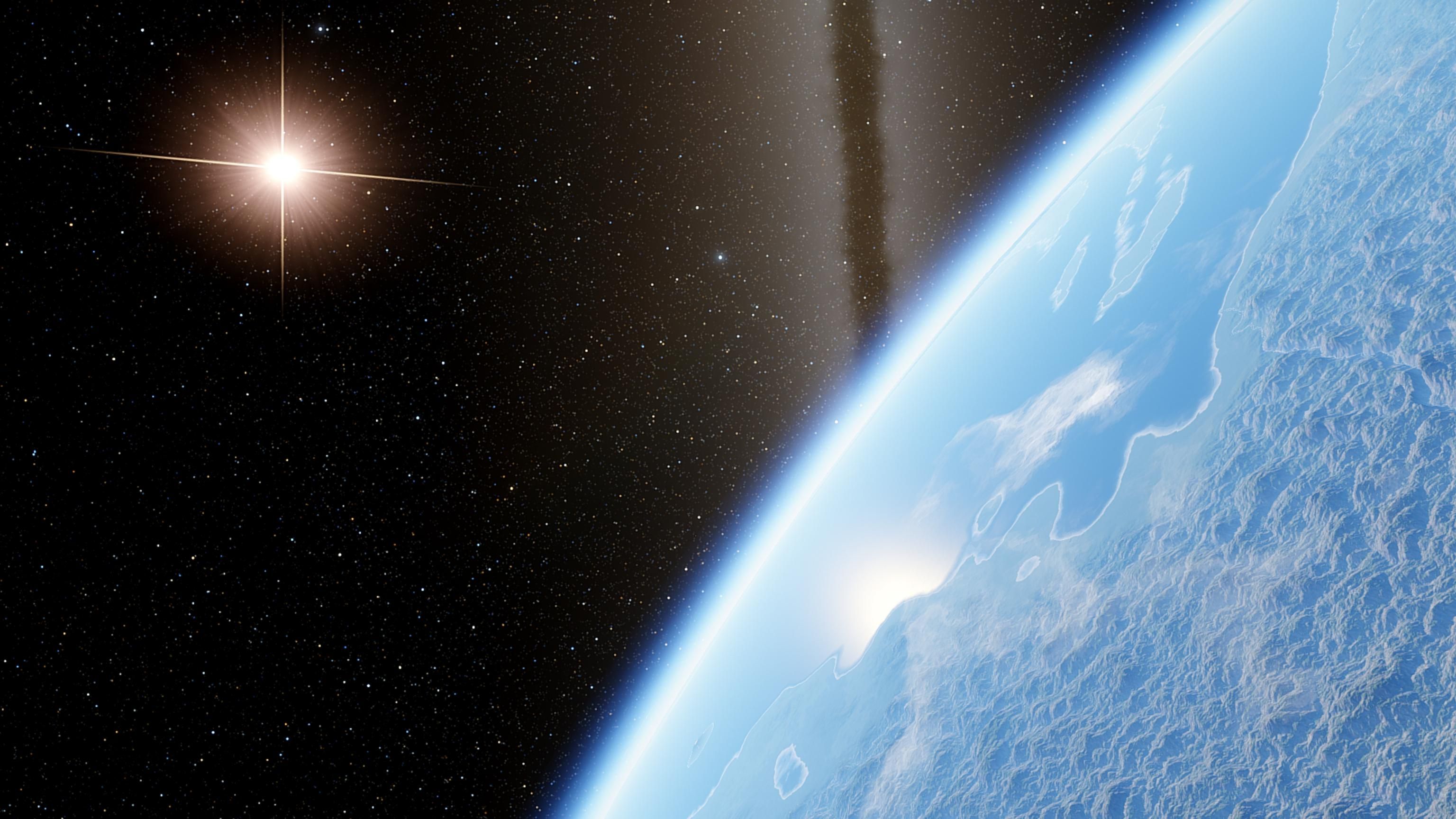 Egy exobolygó az űrből felhőkkel