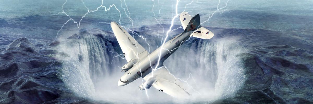 morajló tenger vízbe zuhanó repülőgép villámlás anomália rejtélyes körülmények