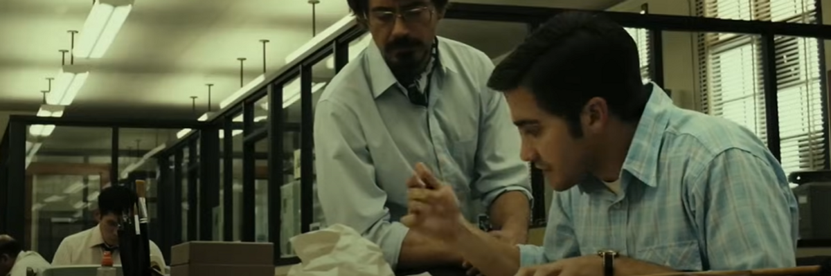 Robert Downey Jr. és Jake Gyllenhaal a Zodiákus c. filmben