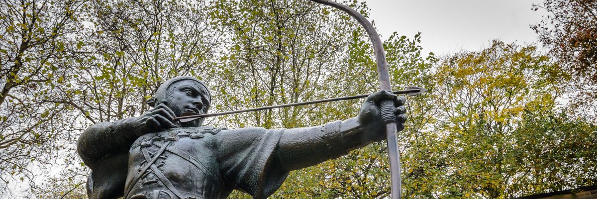 Robin Hood szobra Nottinghamben.