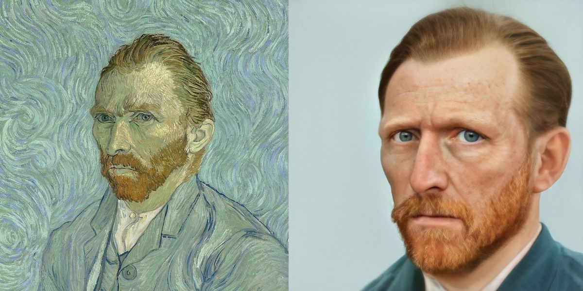 ​Vincent Van Gogh önarcképe és Bas Uterwijk újraalktott képe